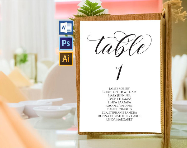 Wedding Table Seating Chart Template