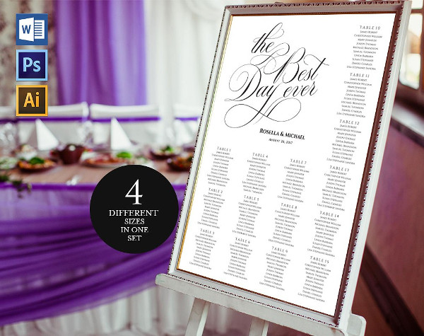 Wedding Printable Seating Chart Template