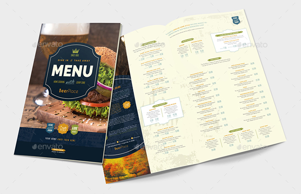 A3 Pub Menu Templates