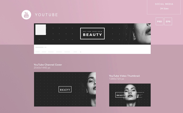 Beauty Skin Social Media Pack And Youtube Backgrounds