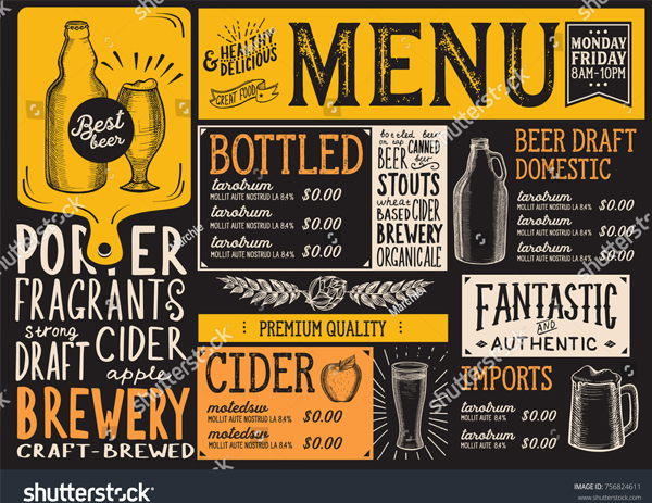 Beer Drink Menu Restaurant Template