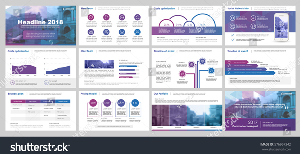 Best Purple and Blue Elements PowerPoint Template