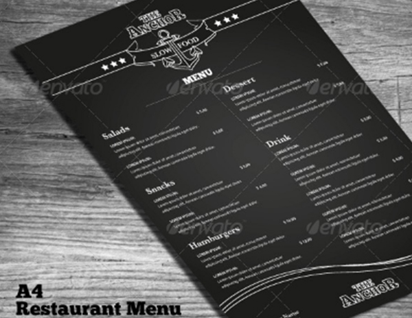 Chalkboard Restaurant Pub Menu Template