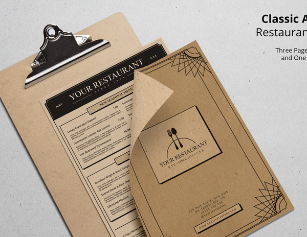 Classic Restaurant Pub Menu Template
