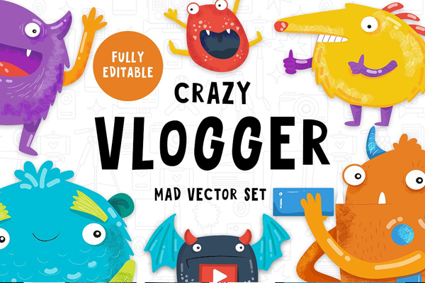 Crazy Vlogger Youtube Background Set