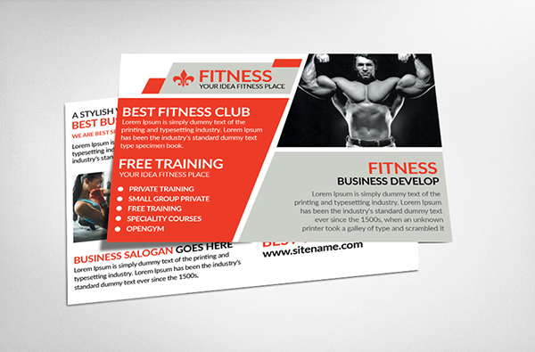 Fitness Advertising Postcard PSD Template