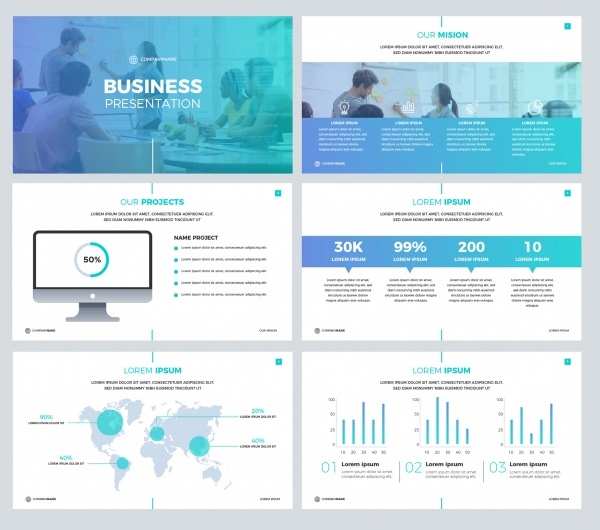 Free Download Business Presentation Template in Flat Style