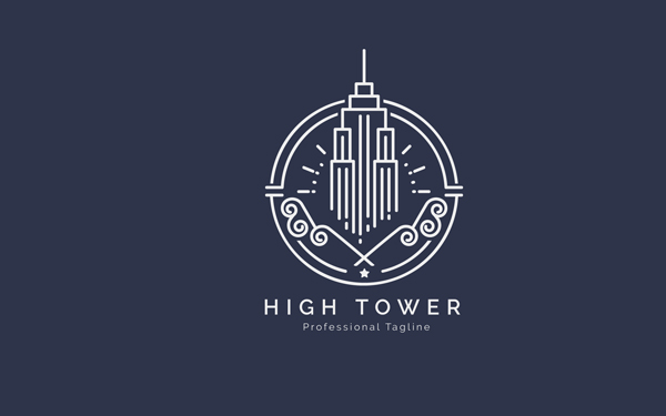 High Tower Construction Building Logo