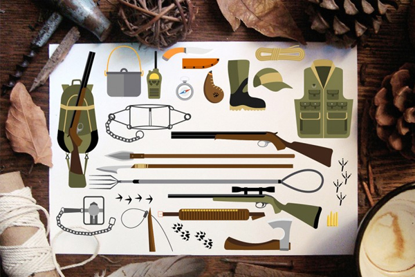 Hunting Equipment Abstract Icons