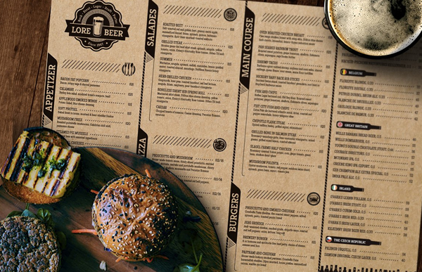 Lore Beer Pub Menu Layout Templates