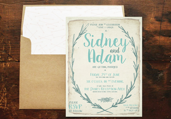 Rustic Wreath Wedding Invitation Suite