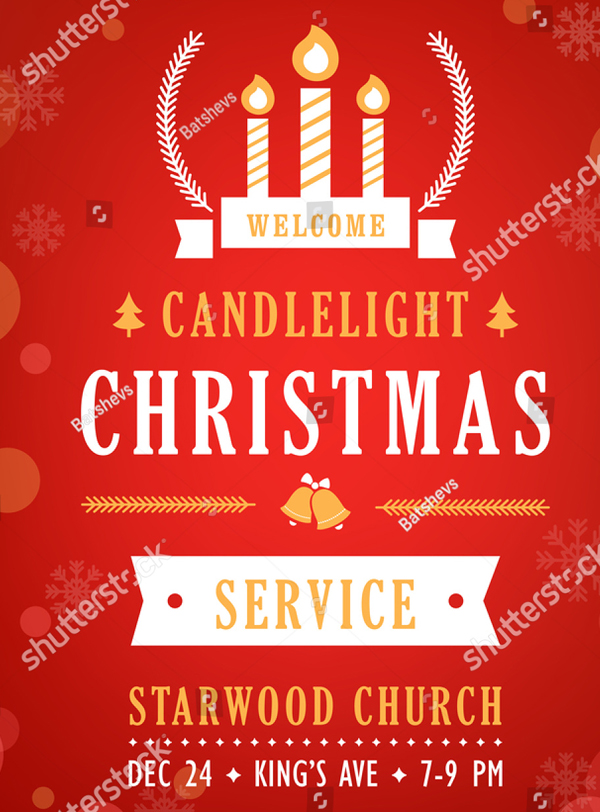 Christmas Candlelight Service Church Program Invitation