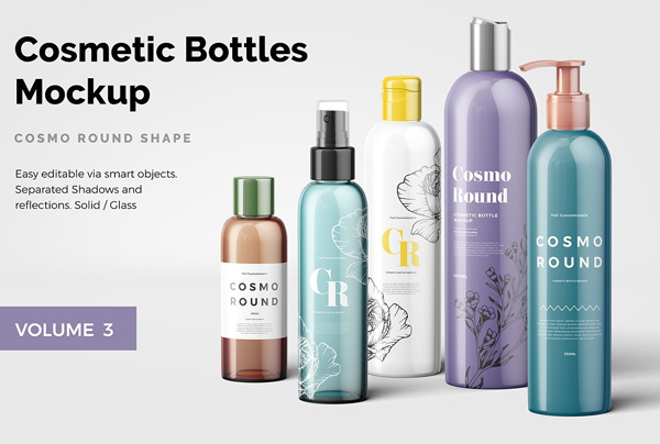 Cosmetic Round Bottles Mockup