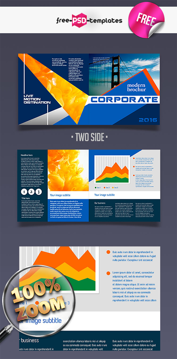 Free Photoshop Corporate Bifold Brochure