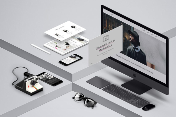 Free Isometric Devices Showcase Mockup