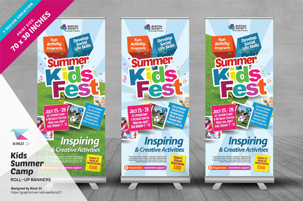 Kids Summer Camp Roll Up Banners