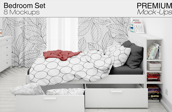 Modern Curtains and Pillows Mockup