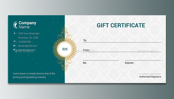 Printalbe Modern Gift Card Certificate