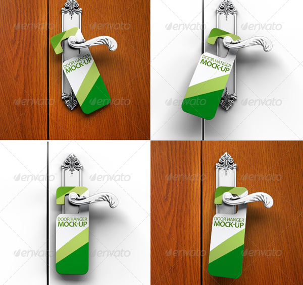 Realistic 3D Door Hanger Mockup