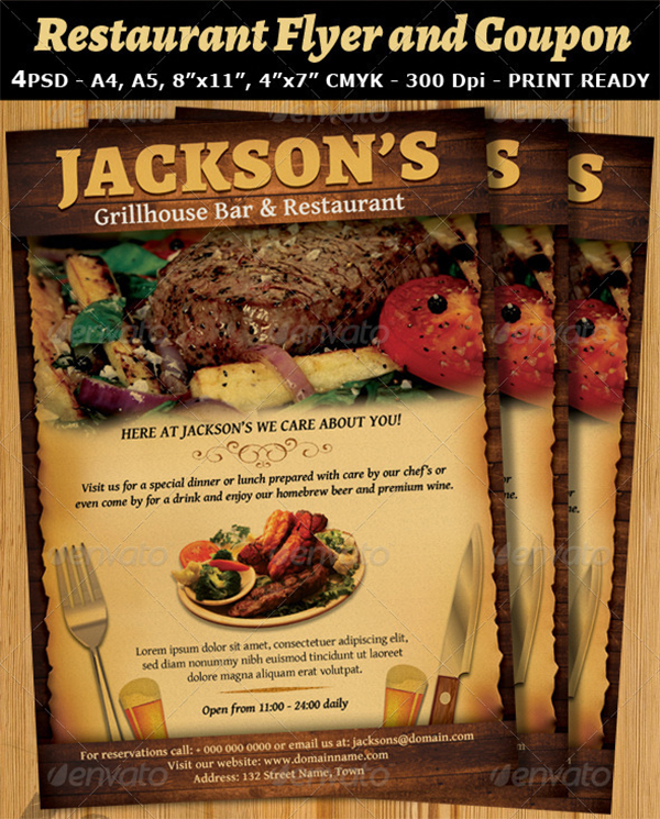 Restaurant and Bar Magazine Coupon Flyer