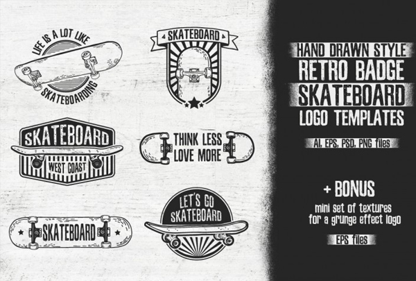 Skateboard Retro Logo Templates