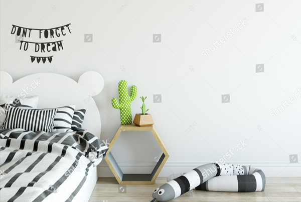 Vector Illustration Child Room Mockup