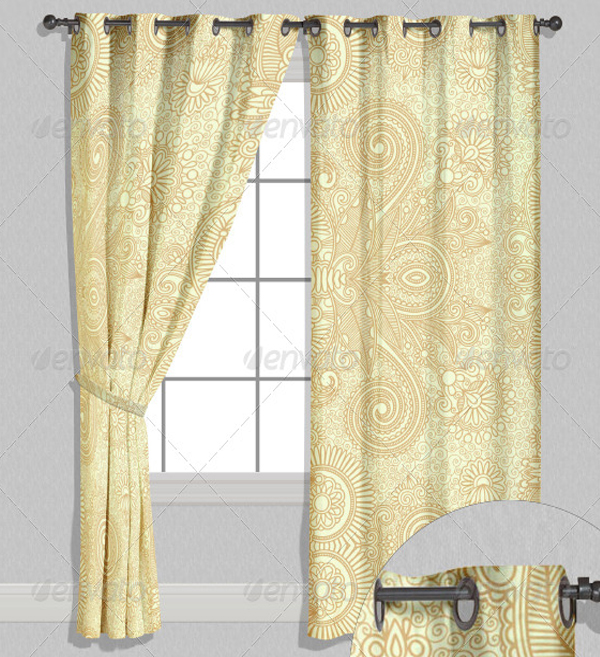 Abstract Curtain Mockup Template