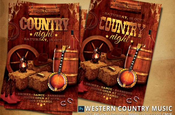 Western Country Music Party Flyer
