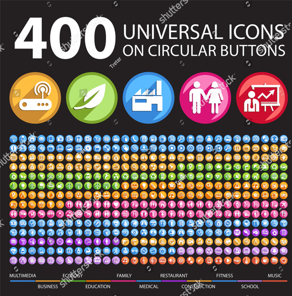 400 Universal Circular Buttons