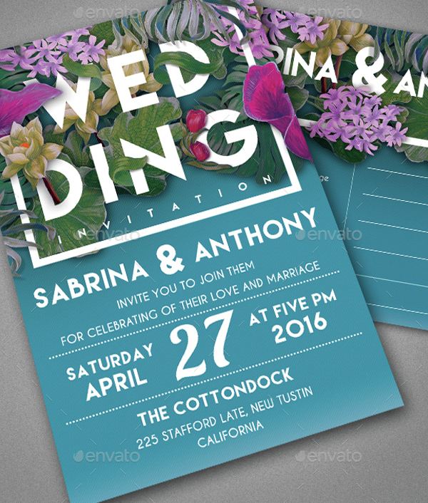Beautiful Floral Wedding Invitation