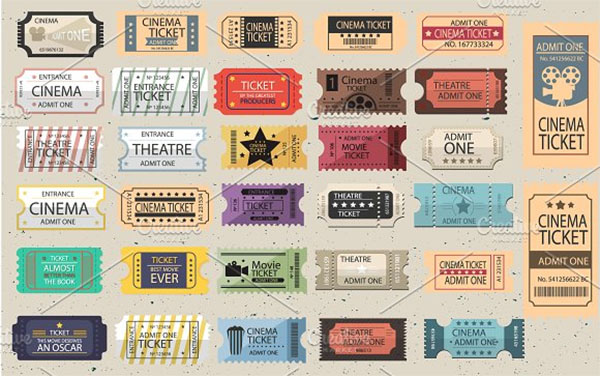 Carnival Retro Tickets Vector set