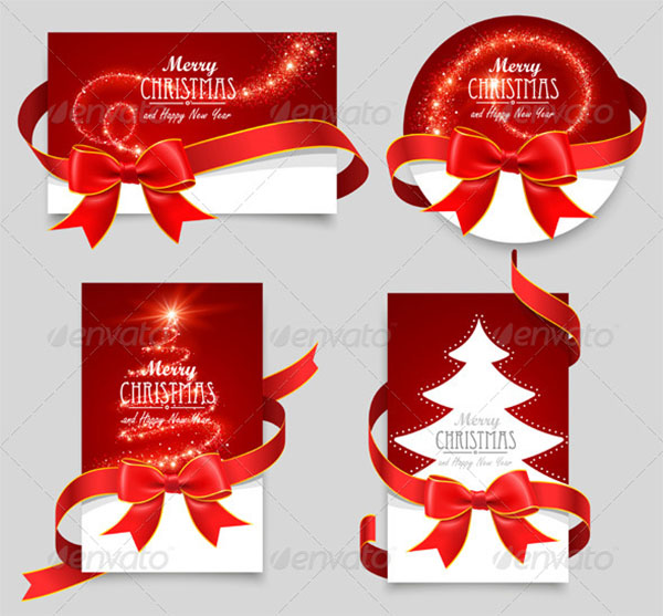 Christmas Gift Cards with Red Bows Templates
