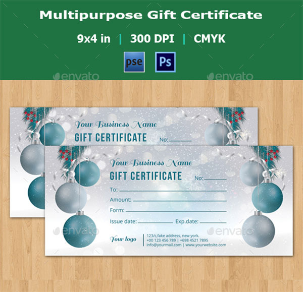 Christmas PSD Gift Certificate Template