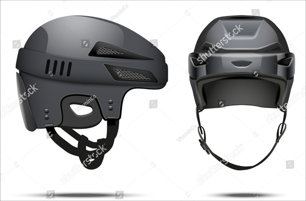 Classic Black Hockey Helmet Mockup