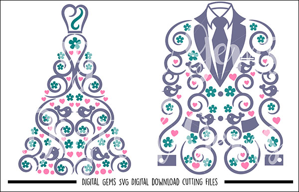 Crochet Wedding Dress and Suit Jacket