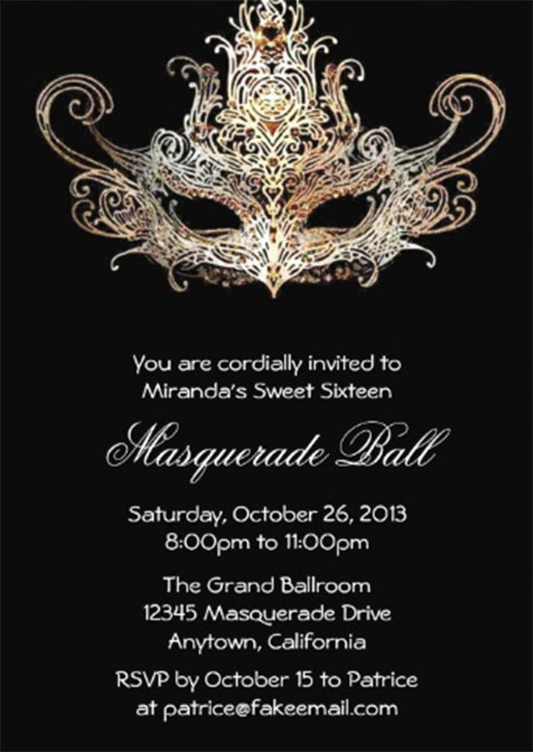Custom Sweet Sixteen Masquerade Ball Invitations