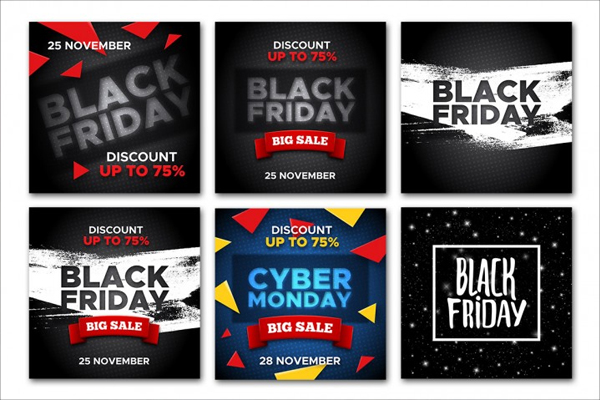 Cyber Monday and Black Friday banners