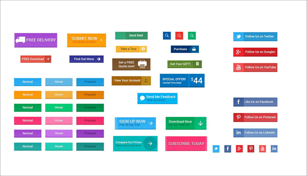 Flat Material Design Web Buttons