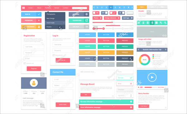 Flat User Interface Vector Buttons