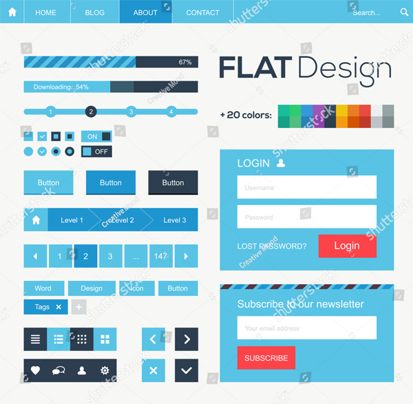 Flat Web and Mobile Design Buttons