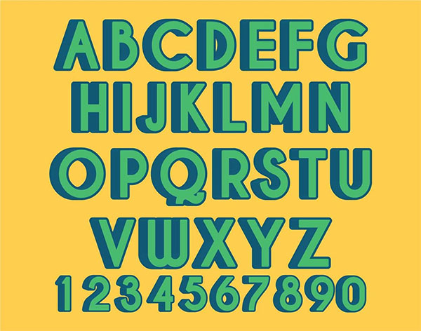 Free Vector 3D Font Set