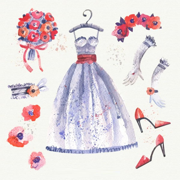 Free Watercolor Wedding Dress