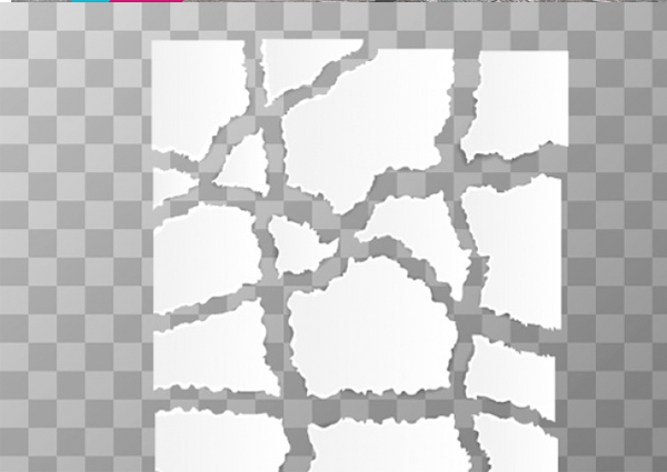 Torn Paper Pieces on Transparent Background