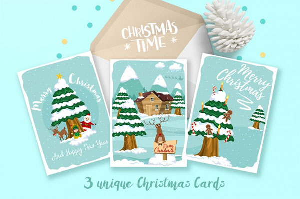 Unique Vector Christmas Gift Cards