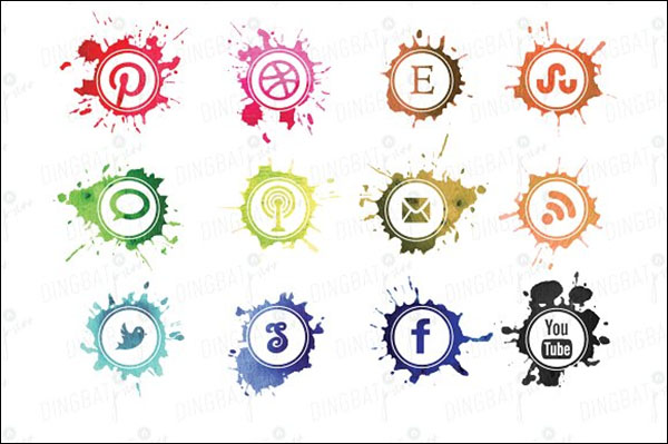 Watercolor Social Media Icons