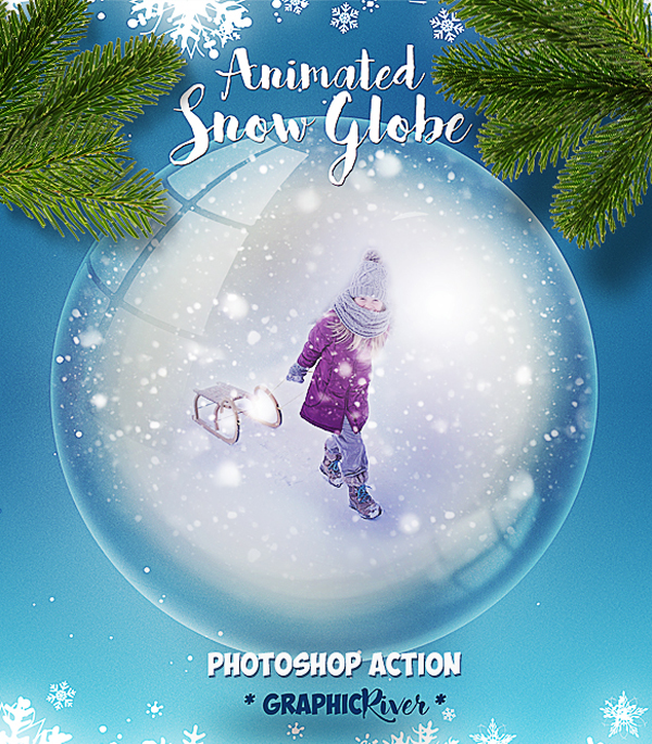 Animated Snow Globe Photoshop Action for Christmas