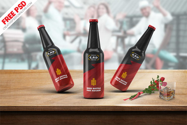 Beer Bottle Mockup Free PSD Templates