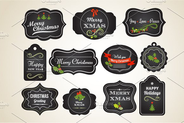 Blackboard Vintage Xmas Labels