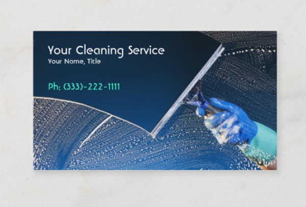 Blue Cleaning Service Business Card