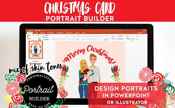 Christmas Portrait with New Born Template